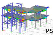 Rekenmodel in RFEM van een gecombineerd staal-beton model export vanuit REVIT
