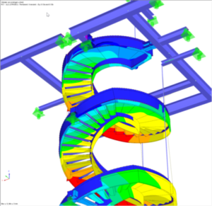 Staalspanningen in wenteltrap met steunpunten in Rekensoftware RFEm