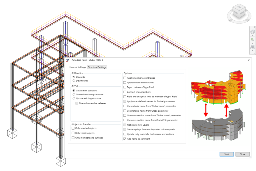 Importeren of exporteren van REVIT modellen naar RFEM, 3D rekensoftware.