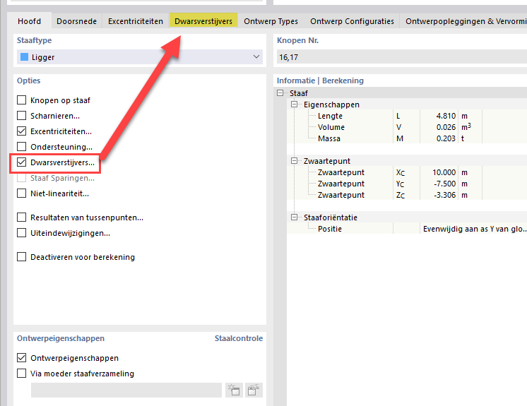 Dwarsverstijvers activeren